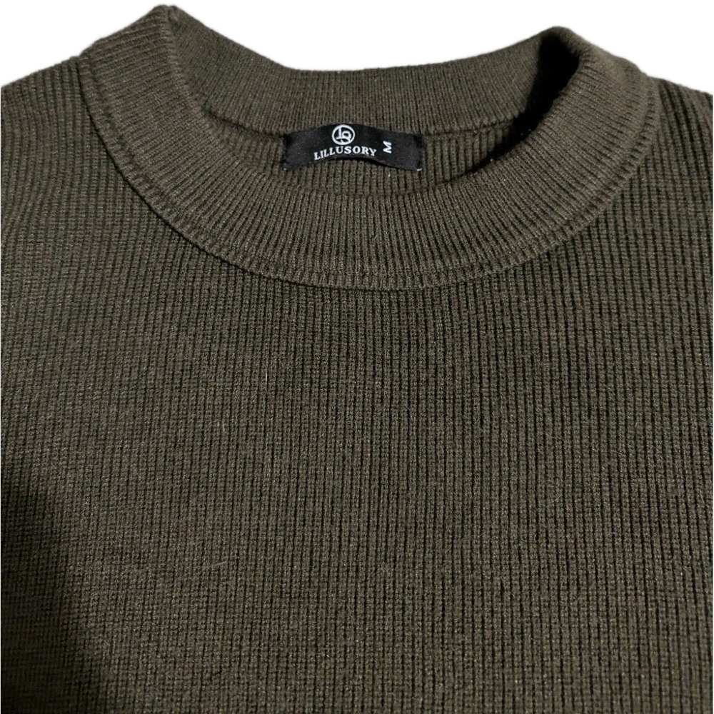 LILLUSORY Oversized Ribbed Sweater Bundle Womens M Black & Olive Crewneck - Picture 5 of 12